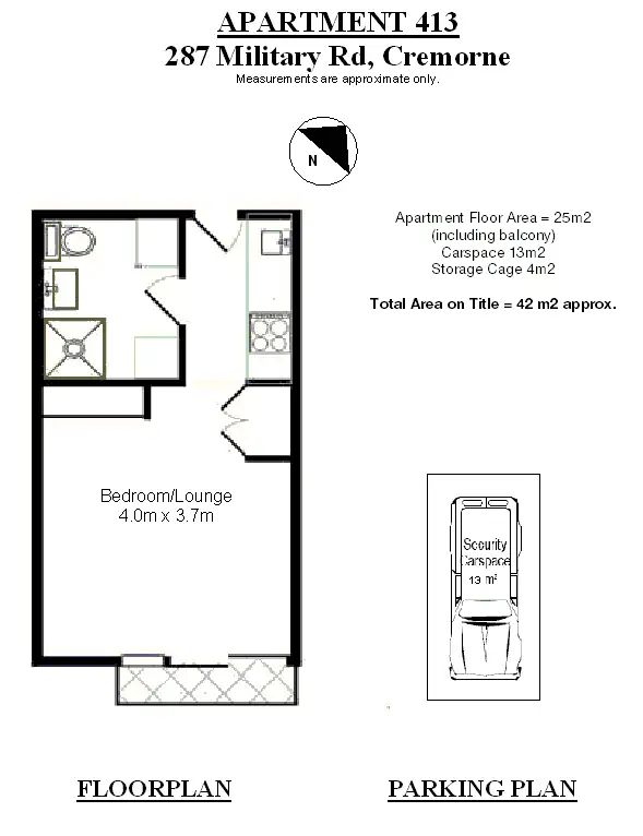 Floorplan of Homely studio listing, 413/287 Military Road, Cremorne NSW 2090