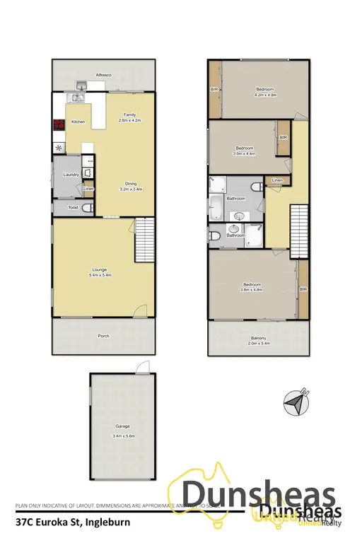 Floorplan of Homely semi-detached listing, 37C Euroka Street, Ingleburn NSW 2565