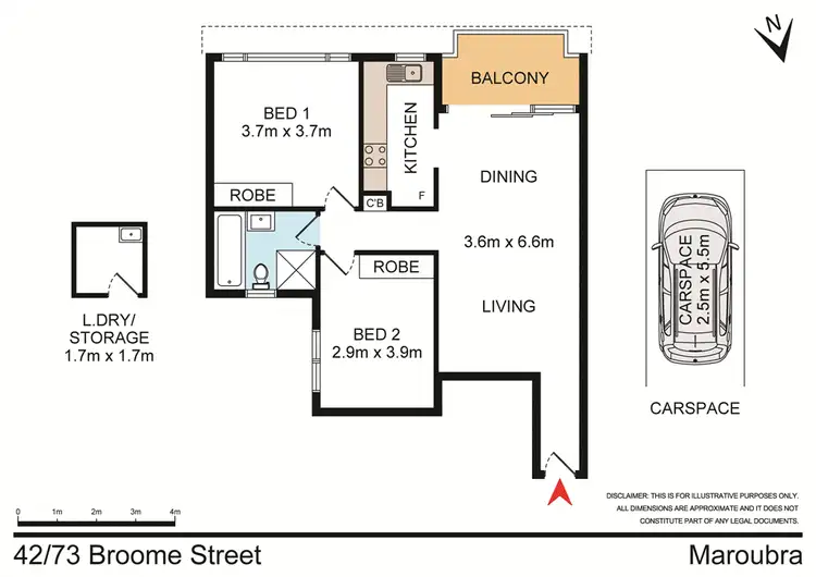 Floorplan of Homely unit listing, 42/73 Broome Street, Maroubra NSW 2035