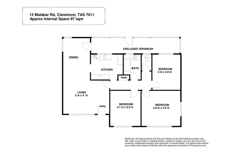 Floorplan of Homely townhouse listing, 1/15 Malabar Road, Claremont TAS 7011