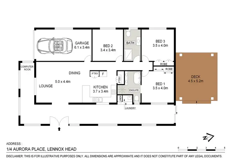 Floorplan of Homely house listing, 1/4 Aurora Place, Lennox Head NSW 2478