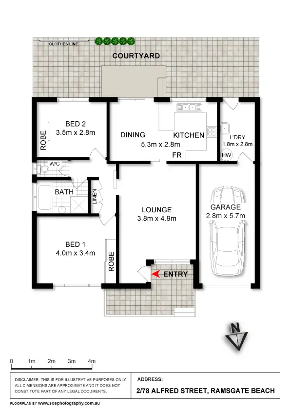 Floorplan of Homely villa listing, 2/78 Alfred Street, Ramsgate Beach NSW 2217
