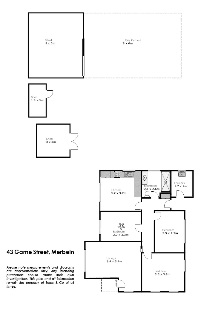 Floorplan of Homely house listing, 43 Game Street, Merbein VIC 3505