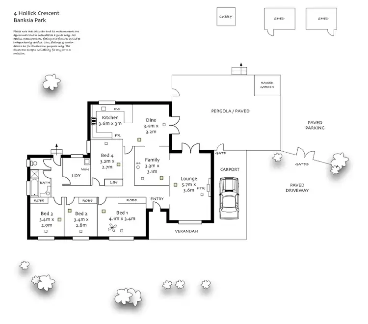 Floorplan of Homely house listing, 4 Hollick Crescent, Banksia Park SA 5091