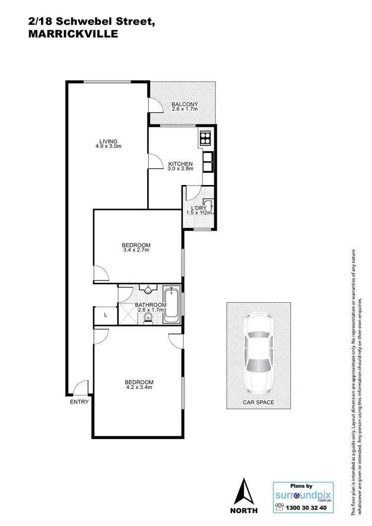 Floorplan of Homely unit listing, 2/18 Schwebel Street, Marrickville NSW 2204