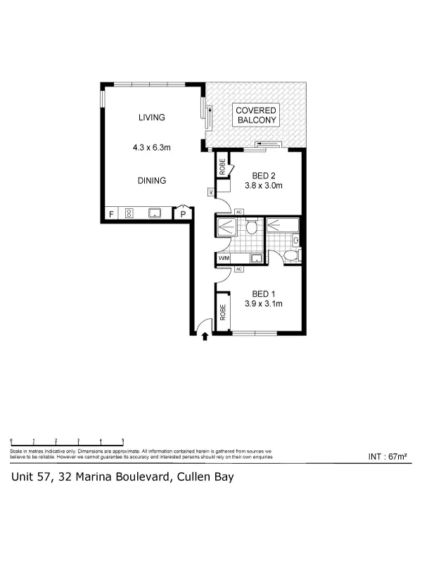 Floorplan of Homely apartment listing, 57/32 Marina Boulevard, Cullen Bay NT 820