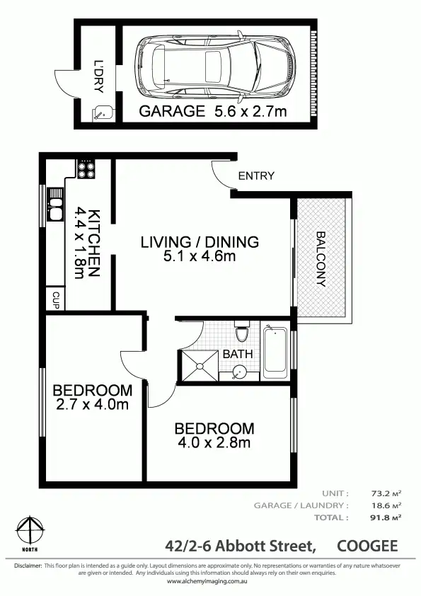 Floorplan of Homely unit listing, 42/ 2-6 Abbott Street, Coogee NSW 2034