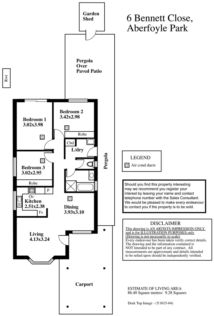 Floorplan of Homely house listing, 6 Bennett Close, Aberfoyle Park SA 5159