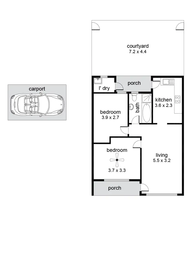 Floorplan of Homely unit listing, 3/126 Sixth Avenue, Joslin SA 5070