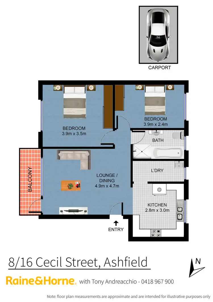Floorplan of Homely unit listing, 8/16 Cecil Street, Ashfield NSW 2131