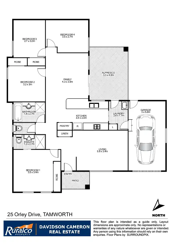 Floorplan of Homely house listing, 25 Orley Drive, Tamworth NSW 2340