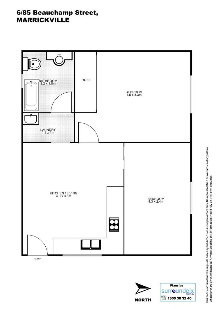 Floorplan of Homely unit listing, 6/85 Beauchamp Street, Marrickville NSW 2204