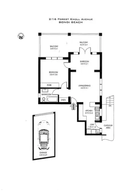 Floorplan of Homely apartment listing, 2/16 Forest Knoll Avenue, Bondi Beach NSW 2026