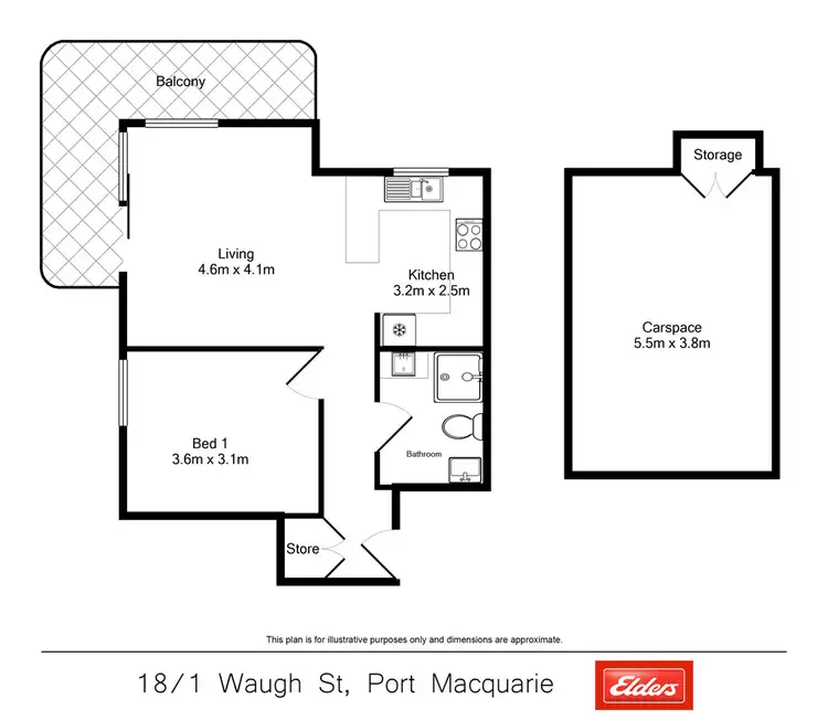 Floorplan of Homely unit listing, 18/1 Waugh Street, Port Macquarie NSW 2444