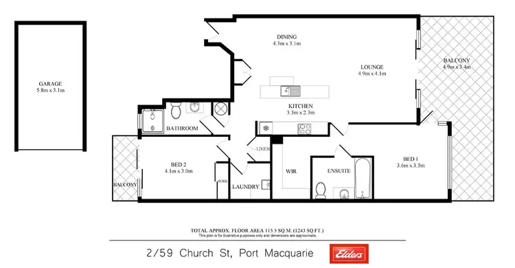 Floorplan of Homely unit listing, 2/59 Church Street, Port Macquarie NSW 2444