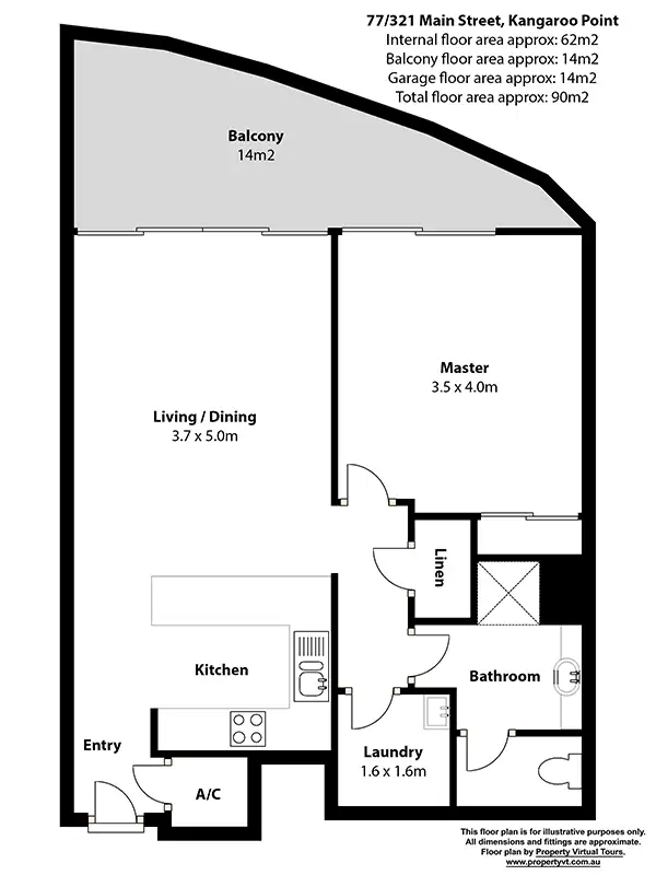 Floorplan of Homely apartment listing, 77/321 Main Street, Kangaroo Point QLD 4169