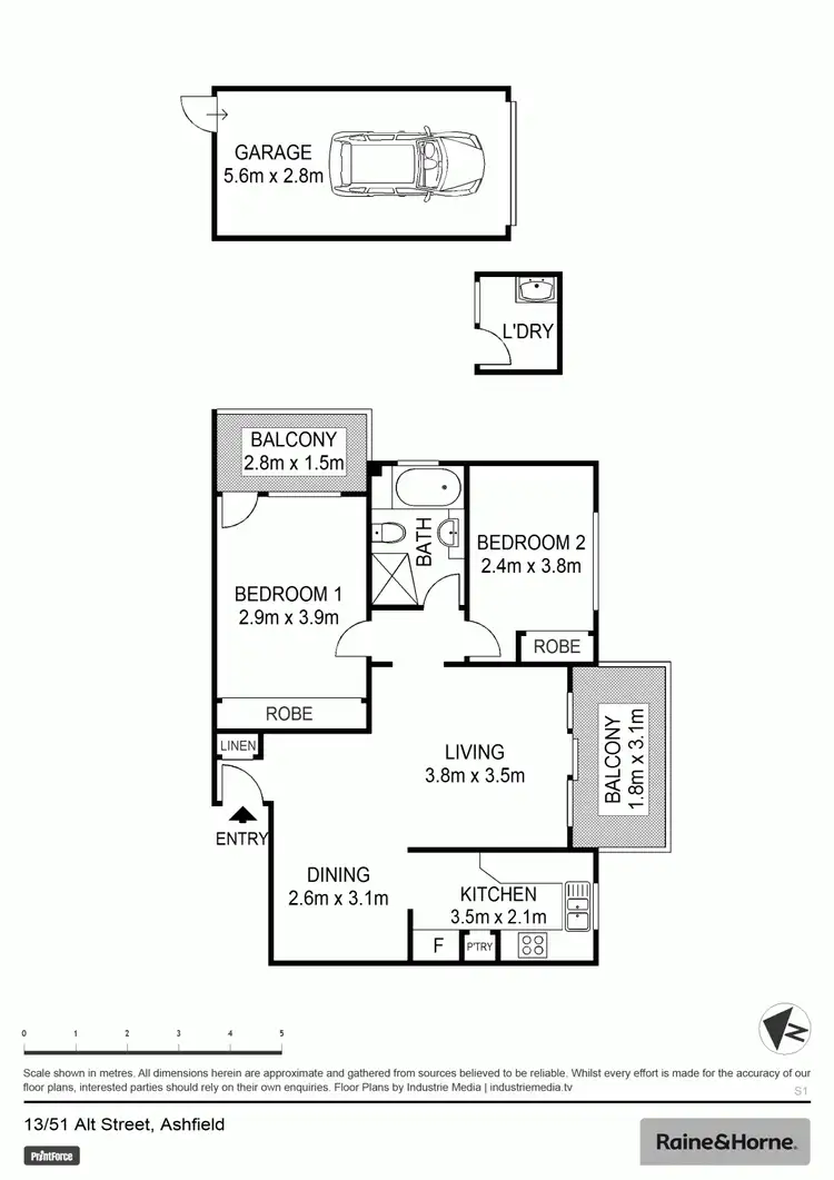 Floorplan of Homely unit listing, 13/51 Alt Street, Ashfield NSW 2131