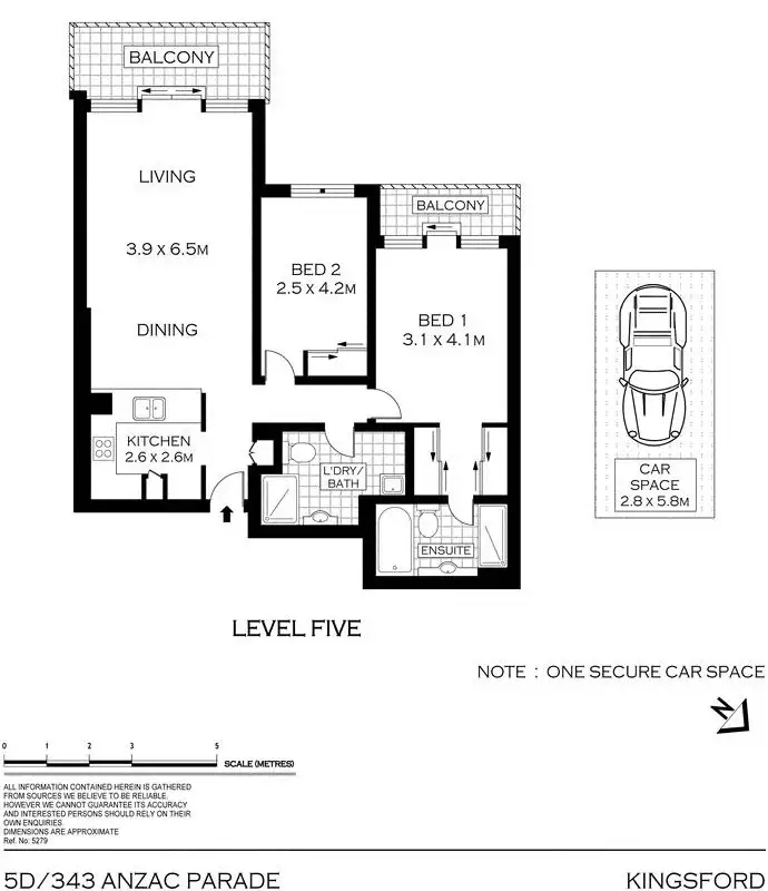 Floorplan of Homely apartment listing, 5D/343 Anzac Parade, Kingsford NSW 2032