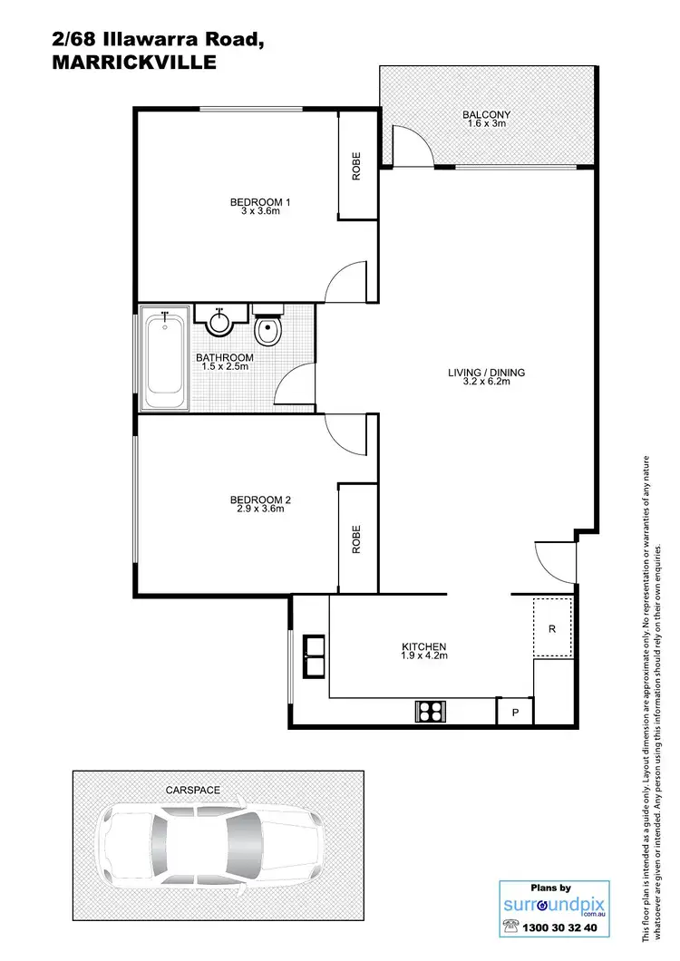 Floorplan of Homely unit listing, 2/68 Illawarra Road, Marrickville NSW 2204