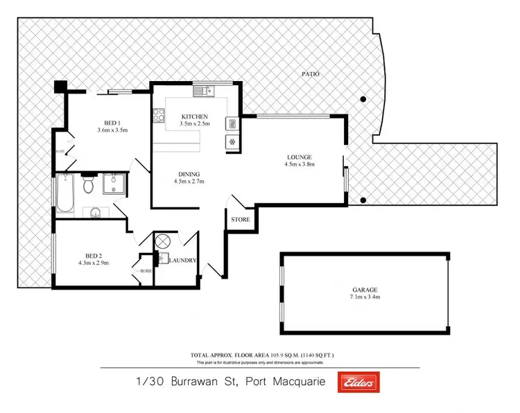 Floorplan of Homely unit listing, 1/30 Burrawan Street, Port Macquarie NSW 2444