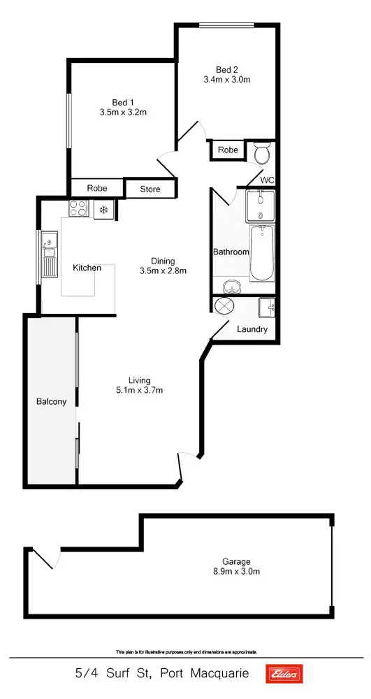 Floorplan of Homely unit listing, 5/4 Surf Street, Port Macquarie NSW 2444