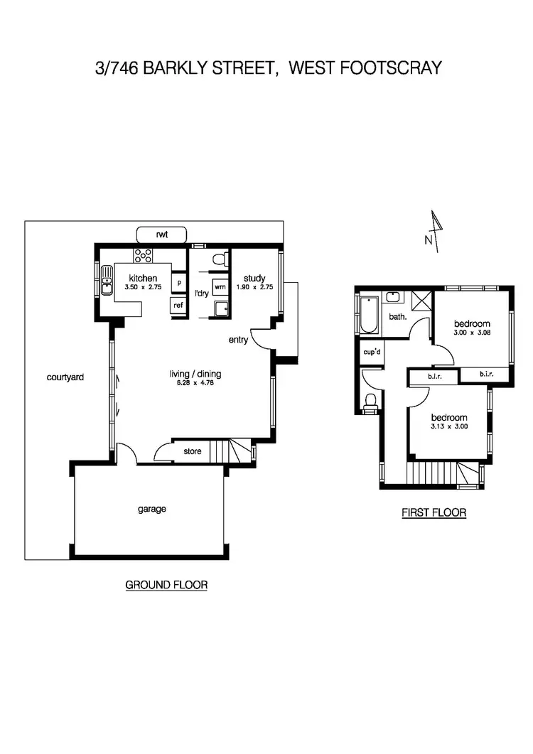 Floorplan of Homely townhouse listing, 3/746 Barkly Street, West Footscray VIC 3012