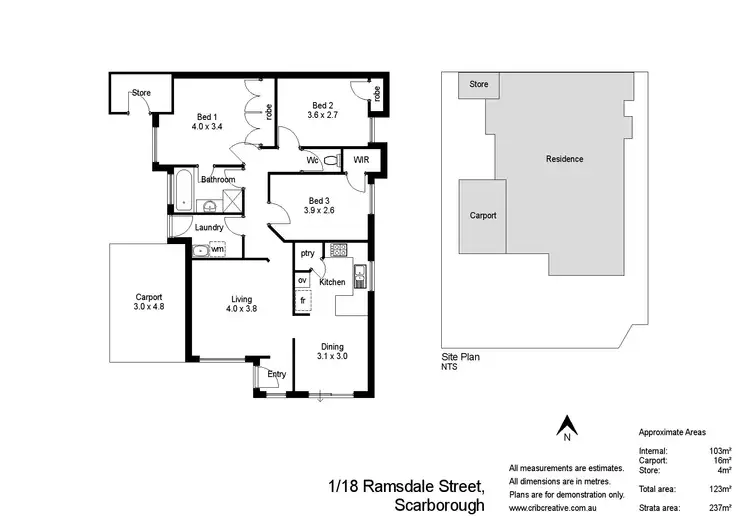 Floorplan of Homely villa listing, 1/18 Ramsdale Street, Scarborough WA 6019