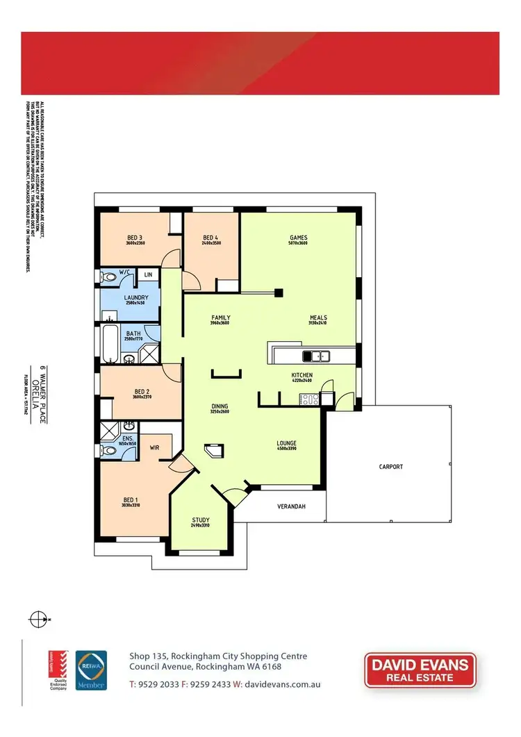 Floorplan of Homely house listing, 6 Walmer Place, Orelia WA 6167