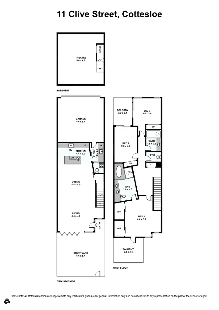 Floorplan of Homely townhouse listing, 11 Clive Road, Cottesloe WA 6011