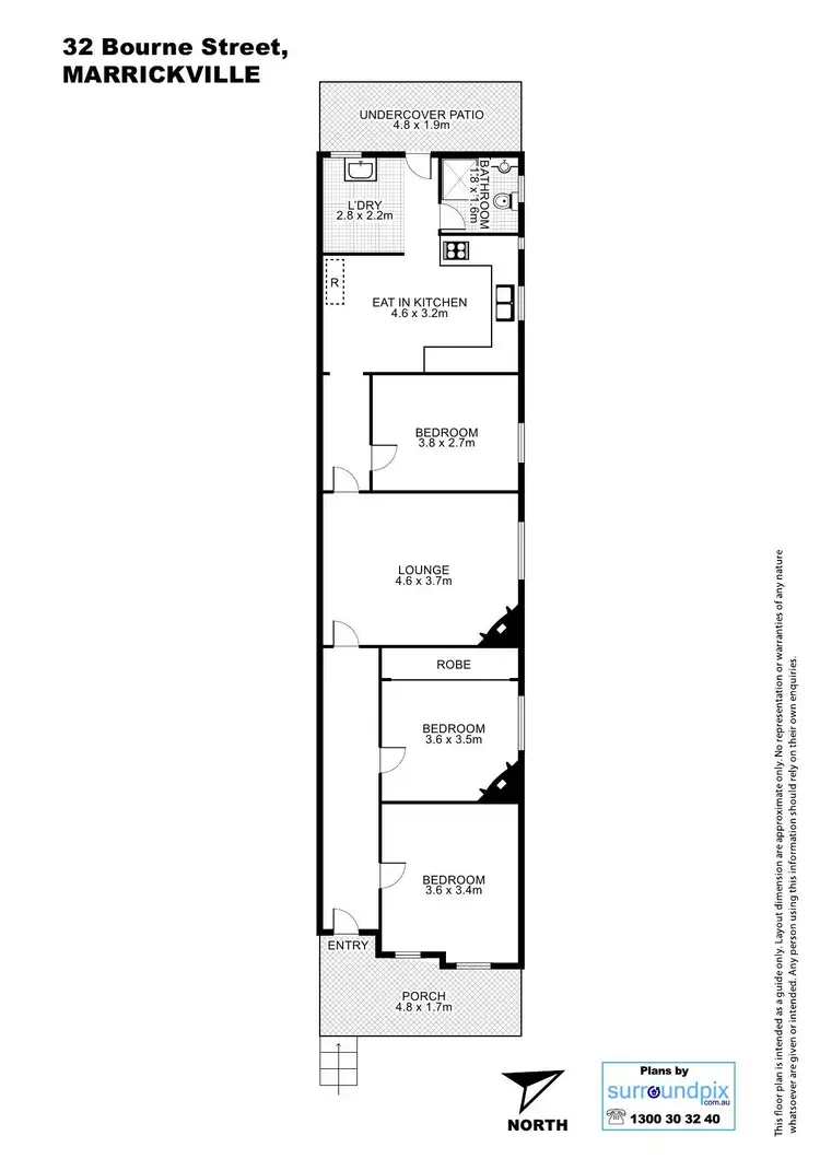 Floorplan of Homely house listing, 32 Bourne Street, Marrickville NSW 2204