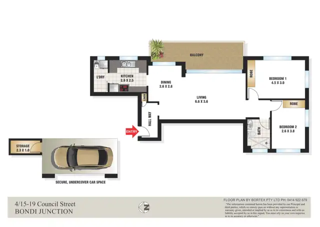 Floorplan of Homely apartment listing, 4/15-19 Council Street, Bondi Junction NSW 2022