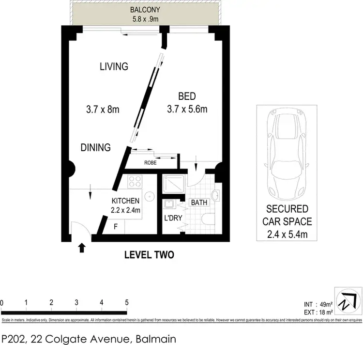 Floorplan of Homely apartment listing, P202, 22 Colgate Avenue, Balmain NSW 2041