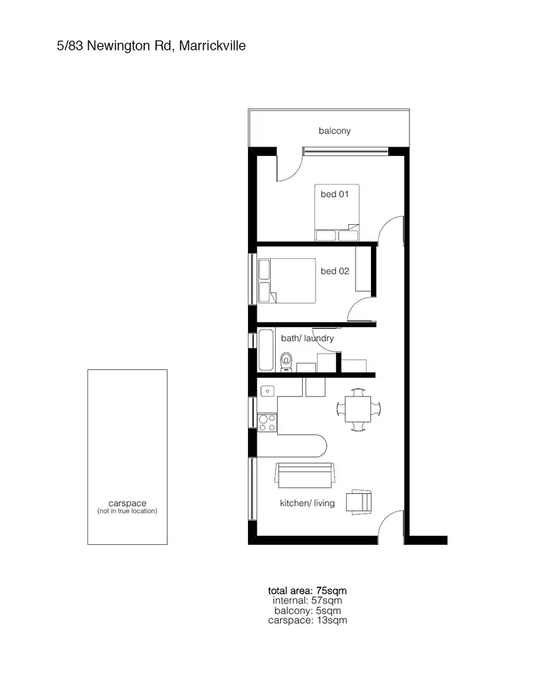 Floorplan of Homely apartment listing, 5/83 Newington Road, Marrickville NSW 2204