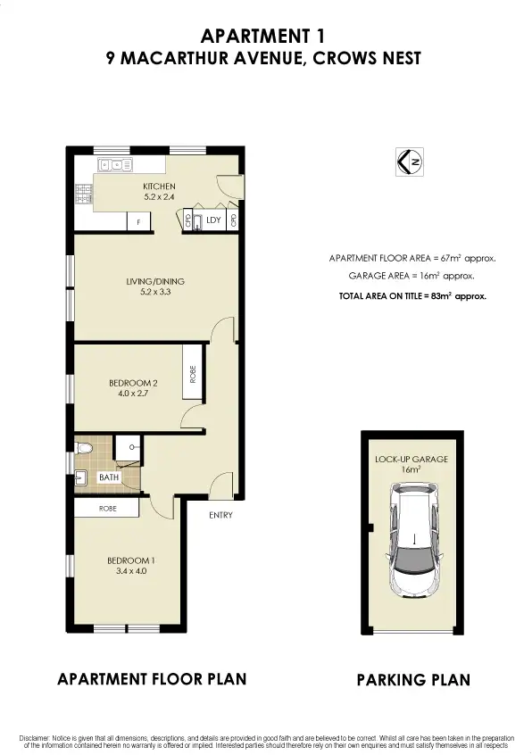 Floorplan of Homely apartment listing, 1/9 Macarthur Avenue, Crows Nest NSW 2065