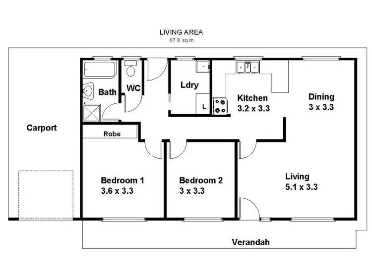 Floorplan of Homely unit listing, Unit 2, 209 Fifteenth Street, Renmark SA 5341