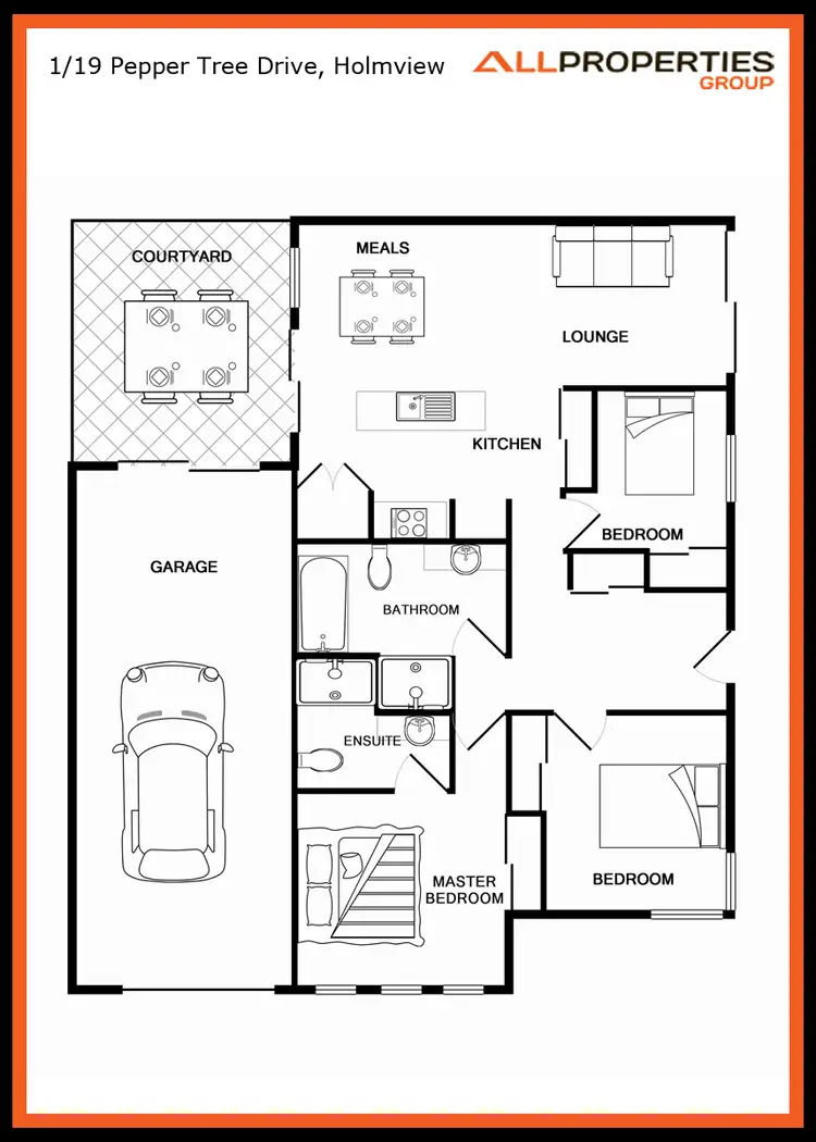 Floorplan of Homely semi-detached listing, 1/19 Pepper Tree Drive, Holmview QLD 4207