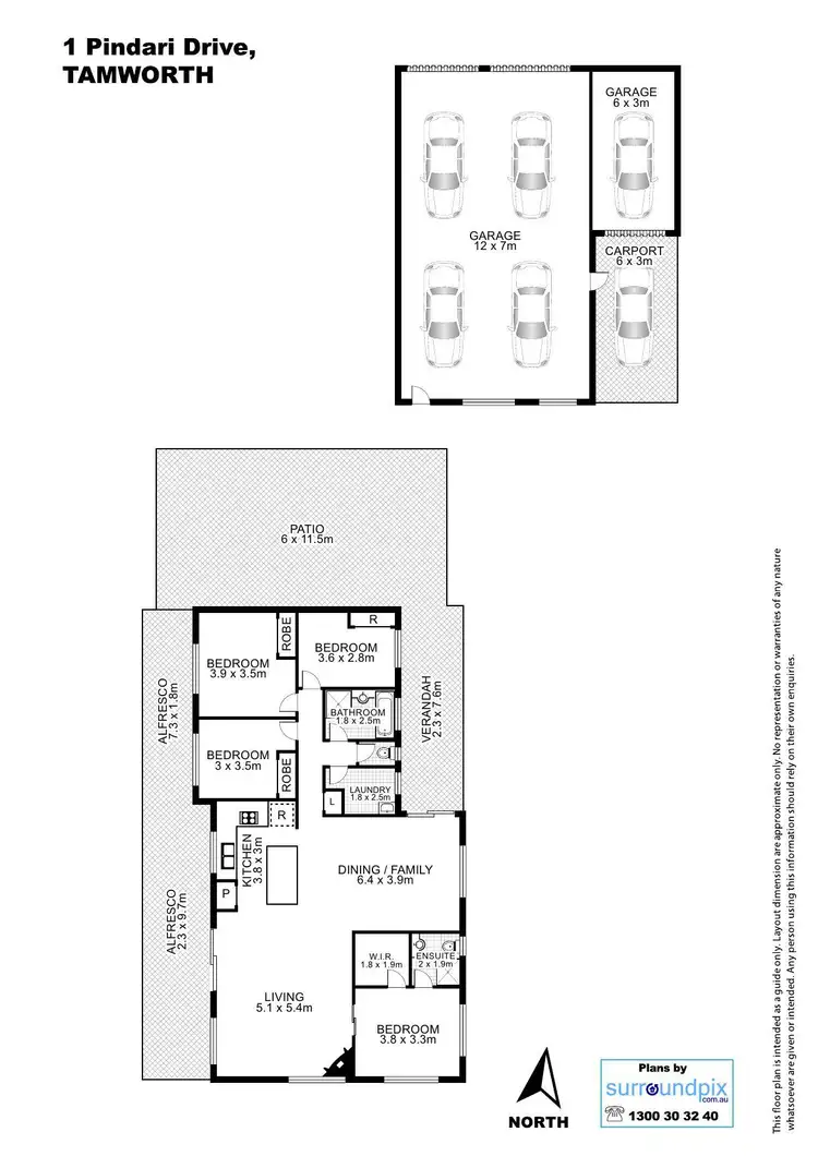 Floorplan of Homely house listing, 1 Pindari Drive, Tamworth NSW 2340