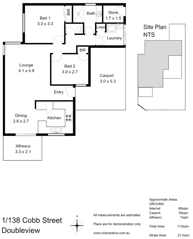 Floorplan of Homely villa listing, 1/138 Cobb Street, Doubleview WA 6018