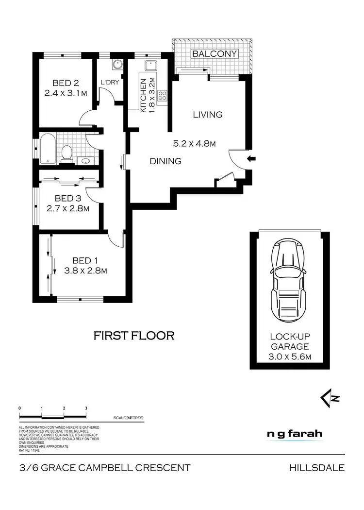 Floorplan of Homely unit listing, 3/6 Grace Campbell Crescent, Hillsdale NSW 2036