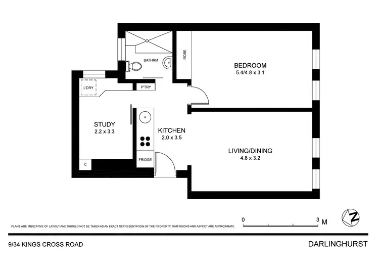 Floorplan of Homely apartment listing, 9/34 Kings Cross Road, Potts Point NSW 2011