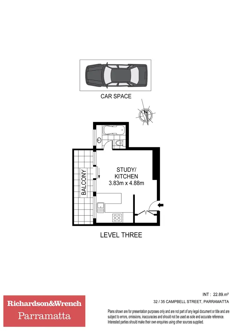 Floorplan of Homely studio listing, 32/35 Campbell Street, Parramatta NSW 2150