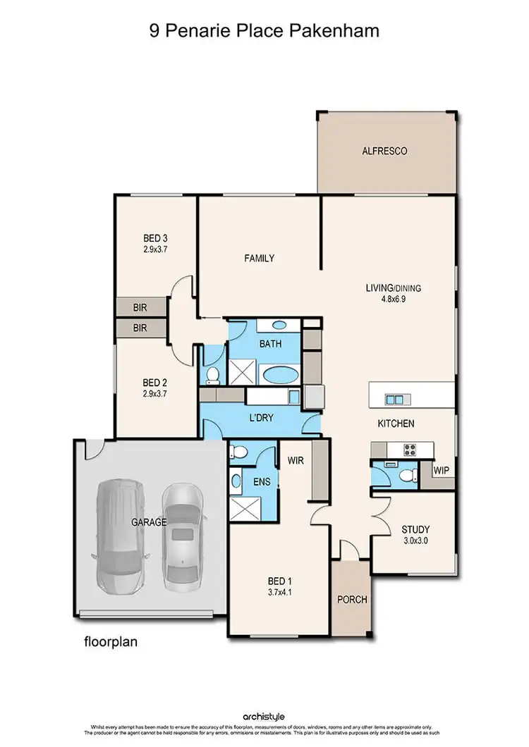 Floorplan of Homely house listing, 9 Penarie Place, Pakenham VIC 3810