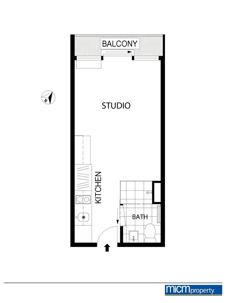 Floorplan of Homely studio listing, 803/181 A'Beckett Street, Melbourne VIC 3000