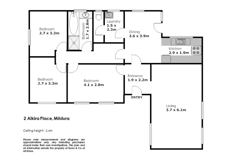 Floorplan of Homely house listing, 2 Alkira Place, Mildura VIC 3500