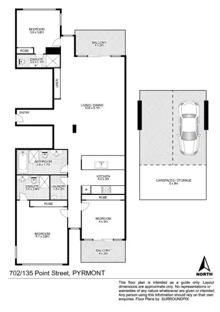Floorplan of Homely apartment listing, 702/135 Point Street, Pyrmont NSW 2009