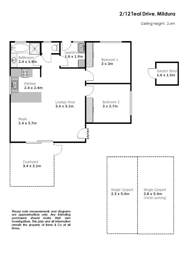 Floorplan of Homely house listing, 2/12 Teal Drive, Mildura VIC 3500