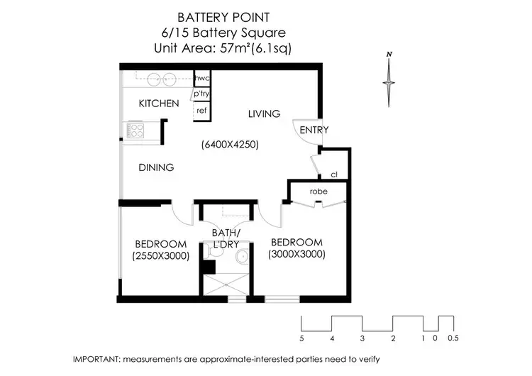 Floorplan of Homely unit listing, 6/15 Battery Square, Battery Point TAS 7004