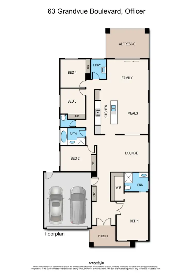 Floorplan of Homely house listing, 63 Grandvue Boulevard, Officer VIC 3809