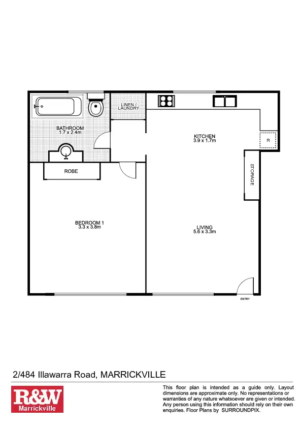 Floorplan of Homely unit listing, 2/484 Illawarra Road, Marrickville NSW 2204