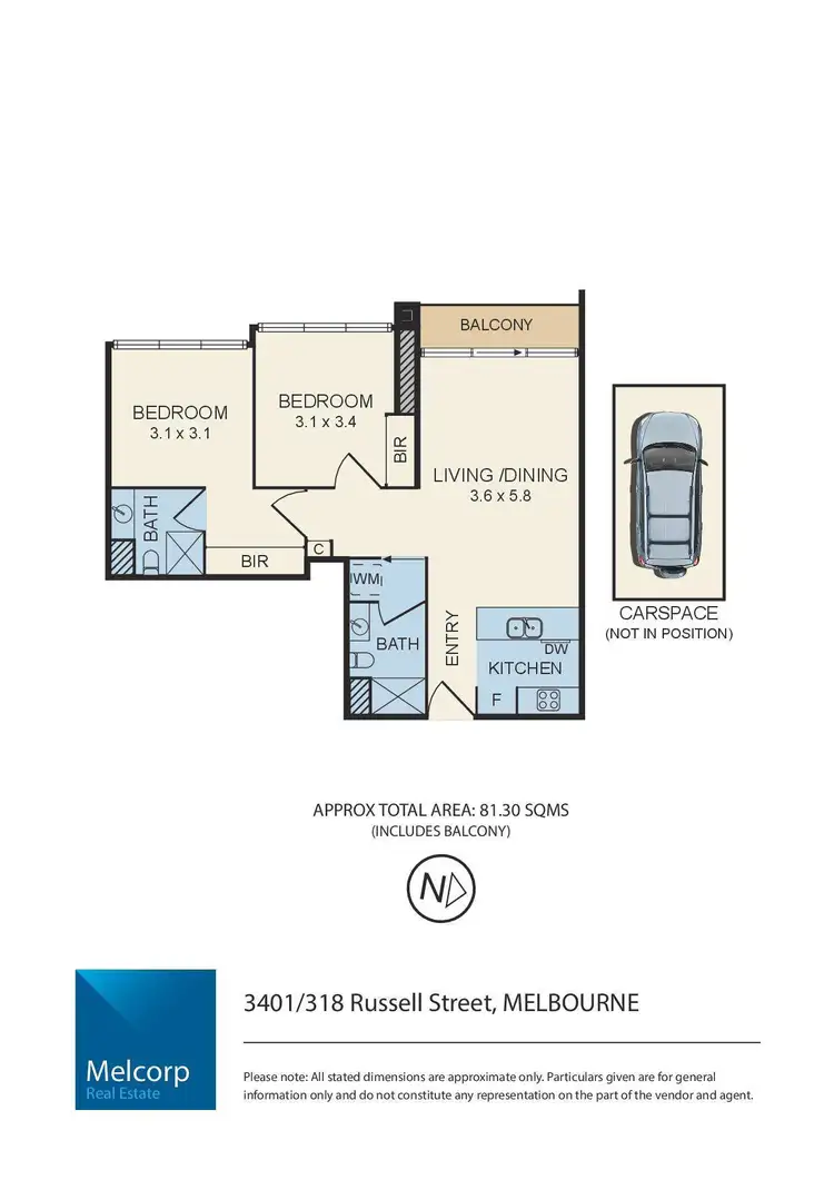 Floorplan of Homely apartment listing, 3401/318 Russell Street, Melbourne VIC 3000
